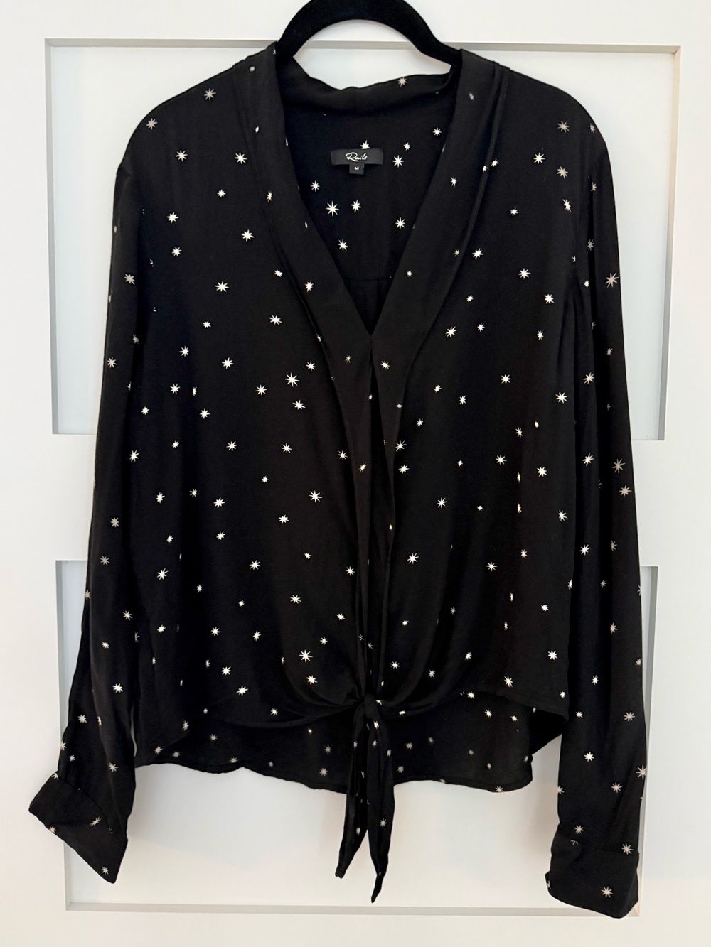 Rails Black Star Tie-Front Blouse - M